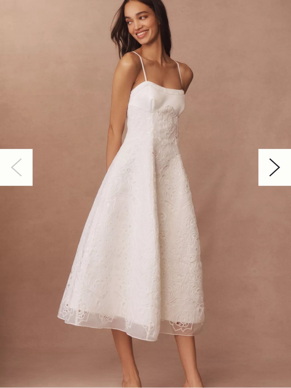 BHLDN Fit-and-Flare White Midi Dress